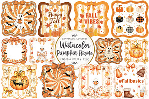 Pumpkin Autumn Coquette Bow Frame, an Illustration by OK Design