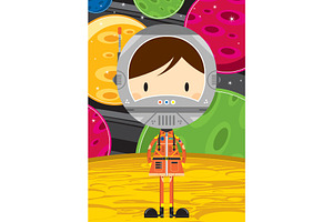 Cute Astronaut On The Moon