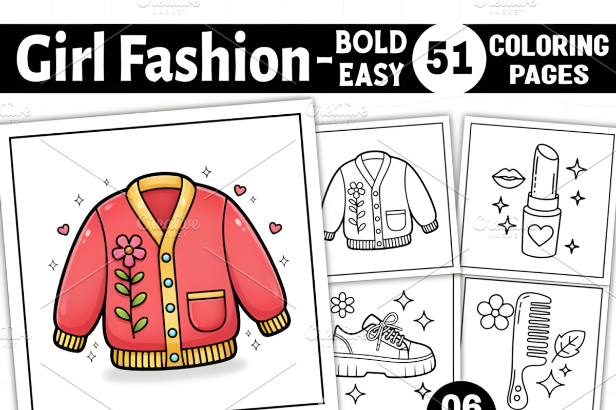 Bold and Easy Girl Fashion Coloring, a Person Illustration by Ink Gallery (Photo 1 of 8)