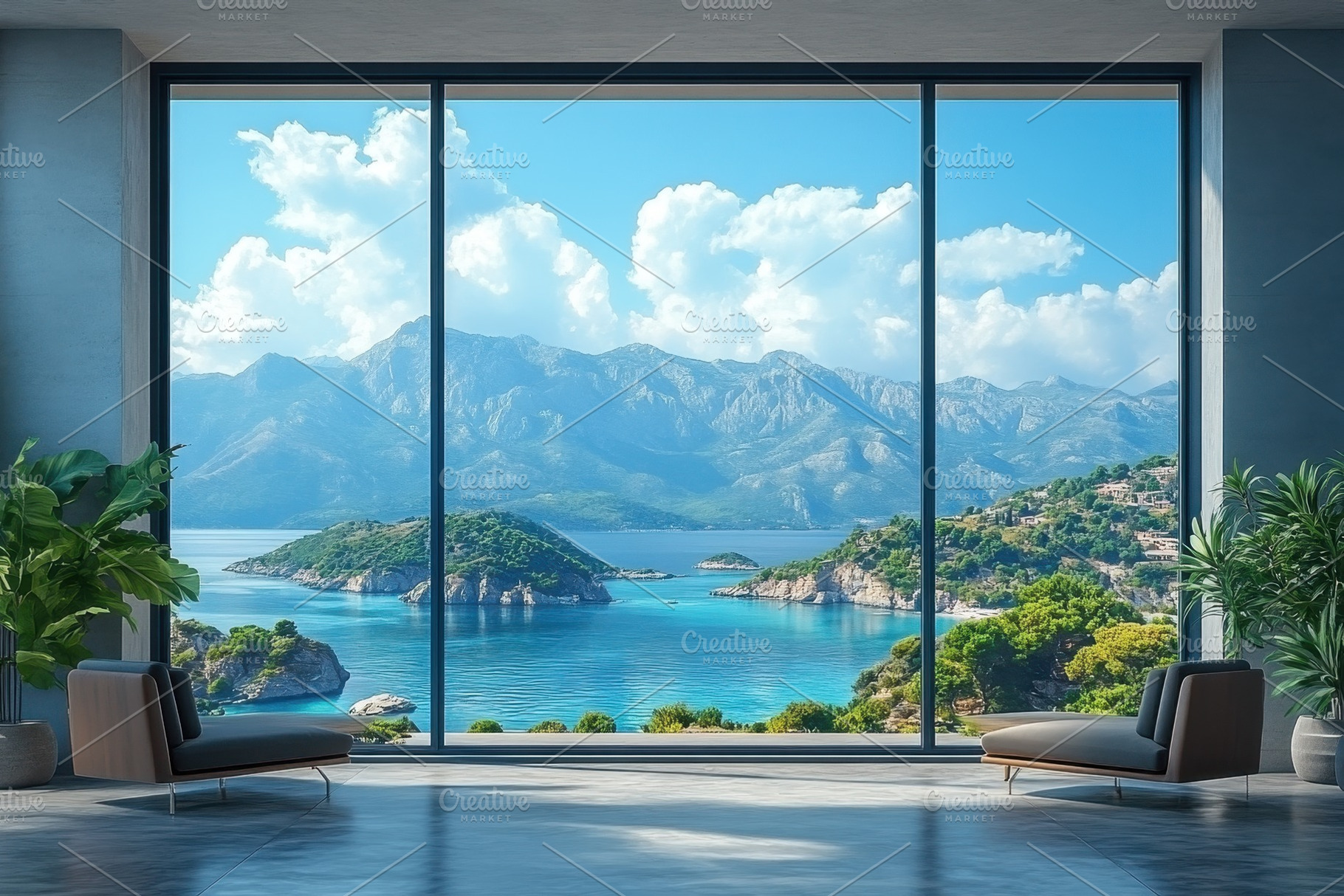 Stunning coastal view from a modern, a Photo by Tanuart