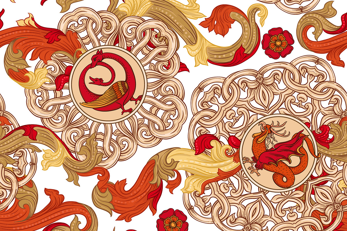 Medieval Mythical Creatures, a Pattern Graphic by Elen-Lane (Photo 6 of 9)