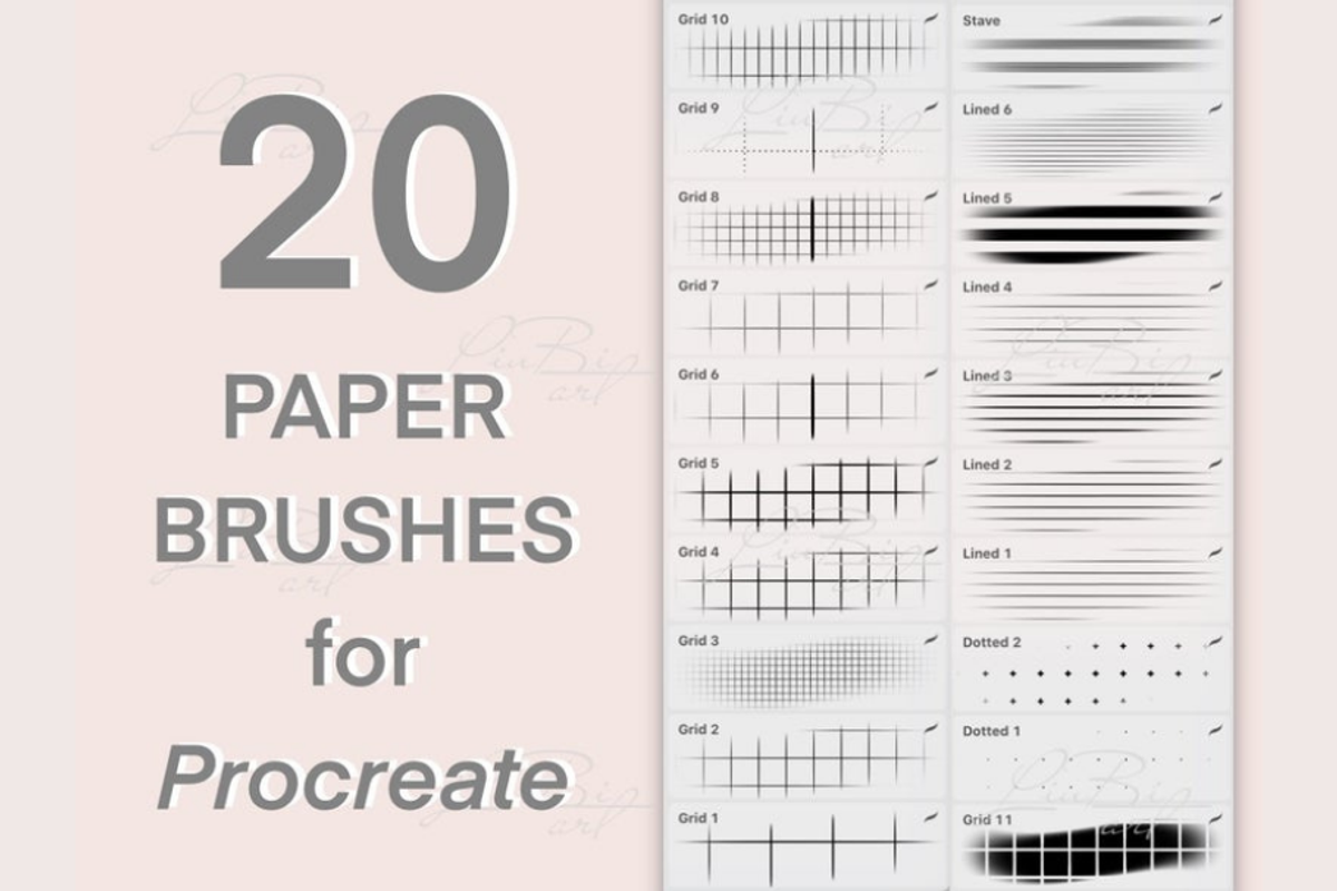 20 Procreate Paper Brushes Set, a Brush Add-On by LiuBi Art (Photo 2 of 2)