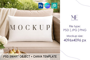 Lumbar Pillow Mockup, Cushion Mockup, a Household Mockup by Mie Mockup Studio