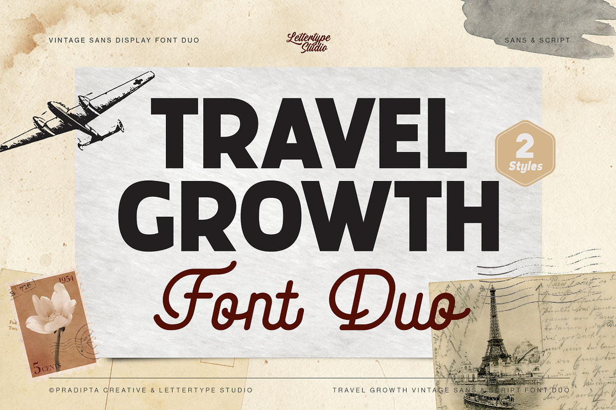 Travel Growth Vintage Font Duo, a Sans Serif Font by Lettertype Studio (Photo 1 of 15)