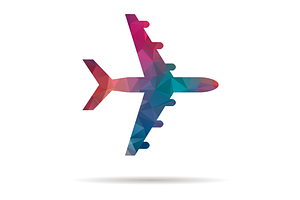 low poly colorful icon plane