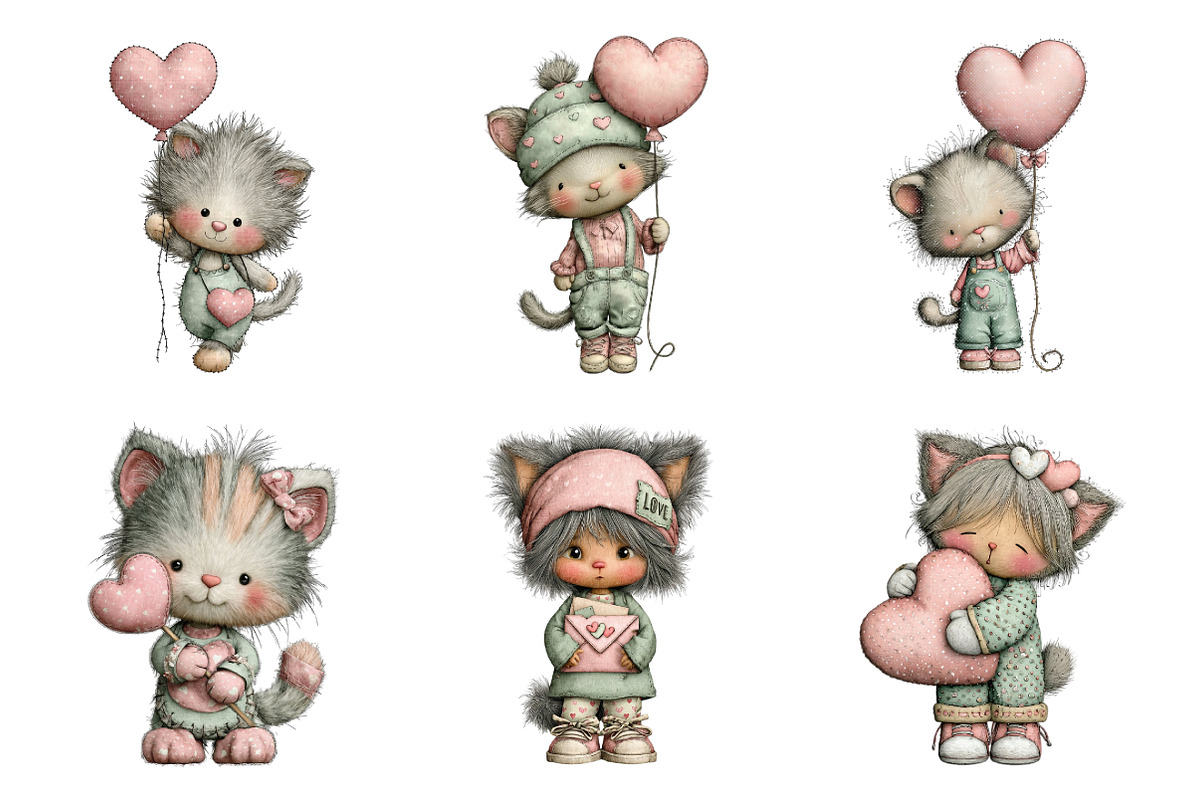 Whimsical Valentines Cat Png, an Illustration by SinaCreation (Photo 4 of 11)