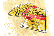 Watercolor Wedding Invitation, a Card Template by Tiaga (Thumbnail 2 of 3)
