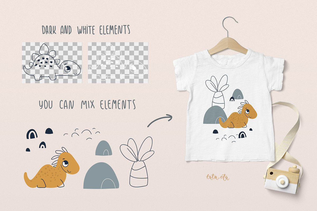 Cute baby dinosaur. Clipart, an Animal Illustration by tata_ota (Photo 4 of 13)
