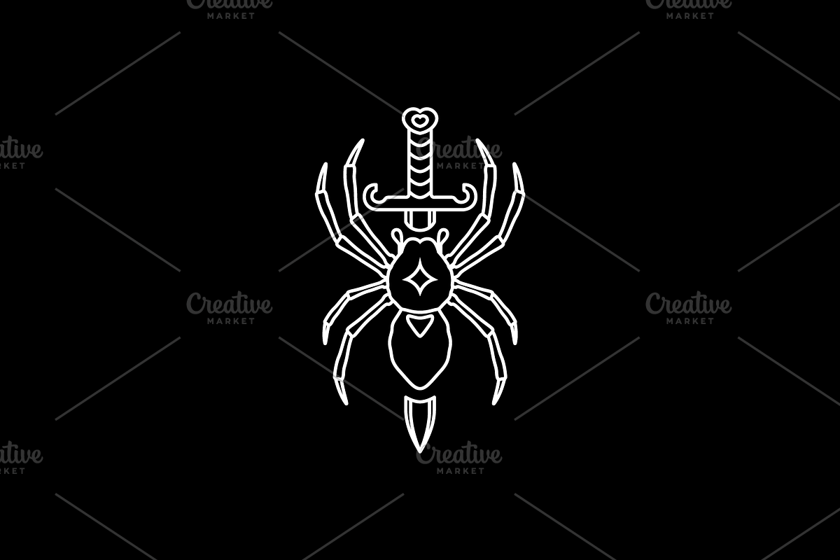spider blade logo design vector line, a Branding & Logo Template by devastd