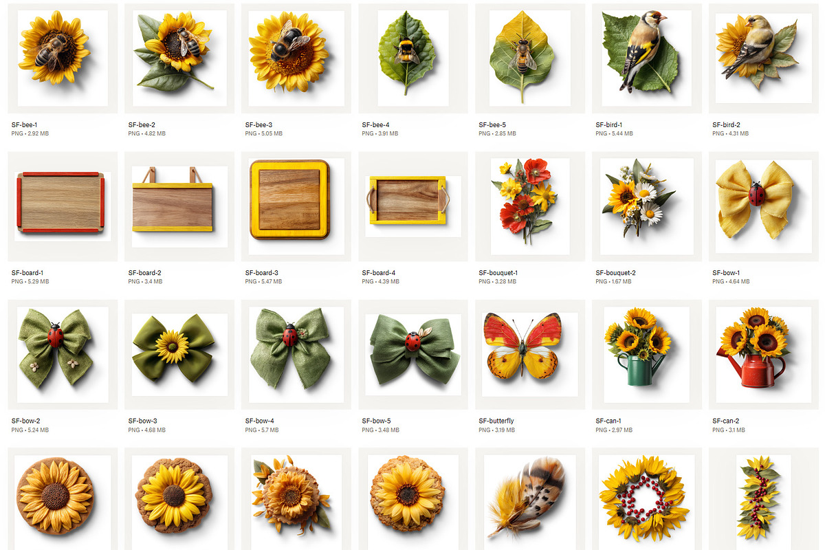 Sunflowers Realistic PNG Objects, an Object Graphic by Iconogenic (Photo 2 of 8)