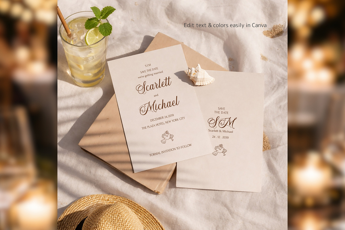 Elegant Save Date Canva bd004, an Invitation Template by TyphoonStudio (Photo 3 of 9)