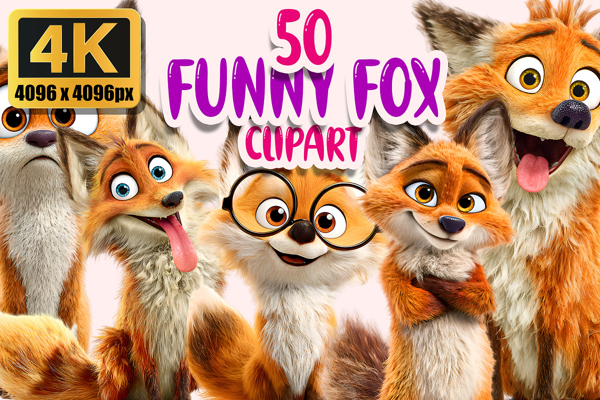 Funny Fox Clipart PNG Bundle, a Graphic by M9 Design (Photo 1 of 9)