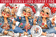 Funny Elderly Lady Clipart PNG, a Work Illustration by SinaCreation (Thumbnail 1 of 6)