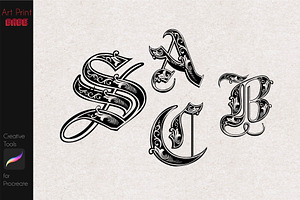 Tattoo Lettering Stamp Font Grid Art