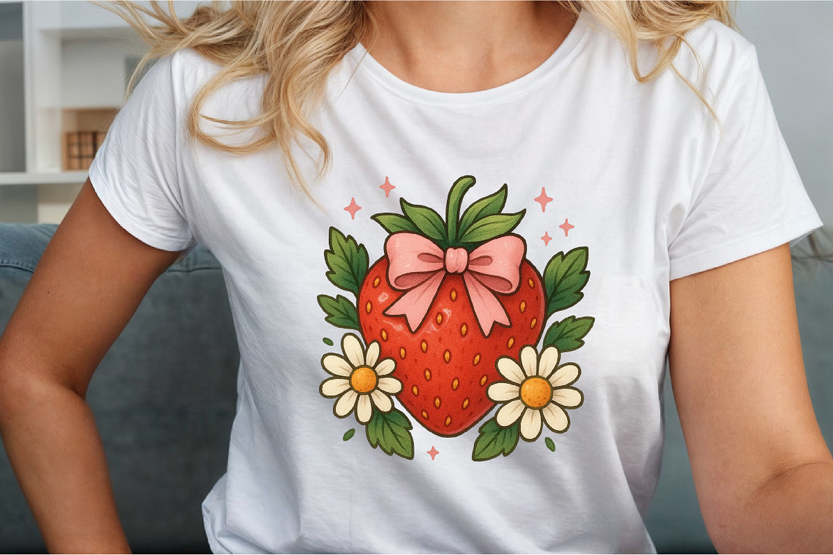 Strawberry Flower Pink Coquette Bow, an Illustration by Sublimation Artist (Photo 3 of 9)