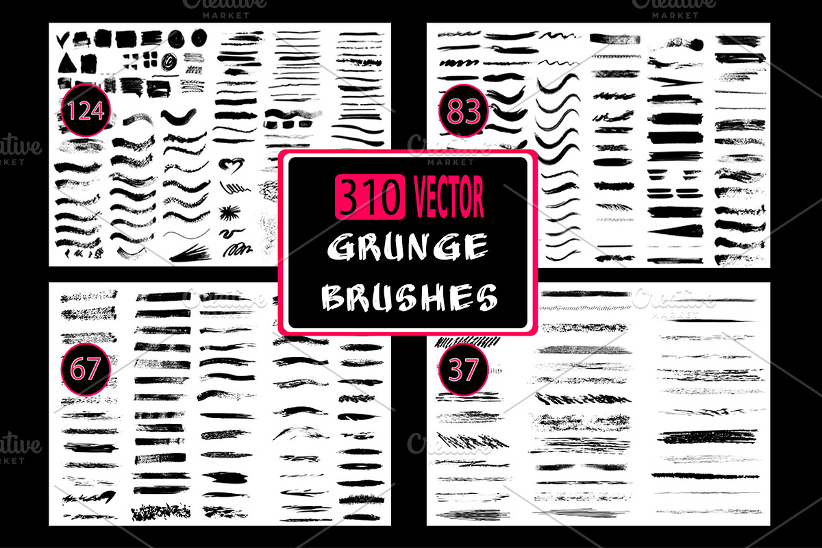 310 Grunge brushes set., a Brush Add-On by redstudio (Photo 1 of 5)