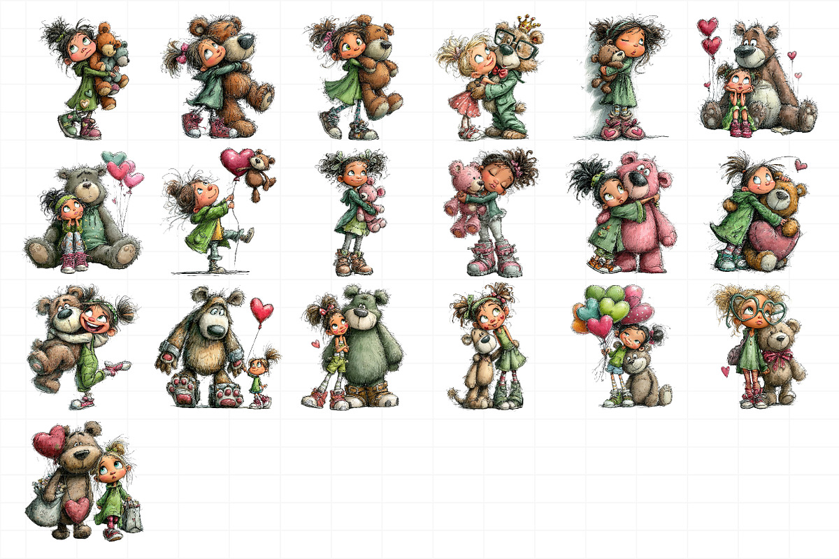 Valentine Girl & Teddy Bear Clipart, an Illustration by Daily.Designs (Photo 5 of 5)