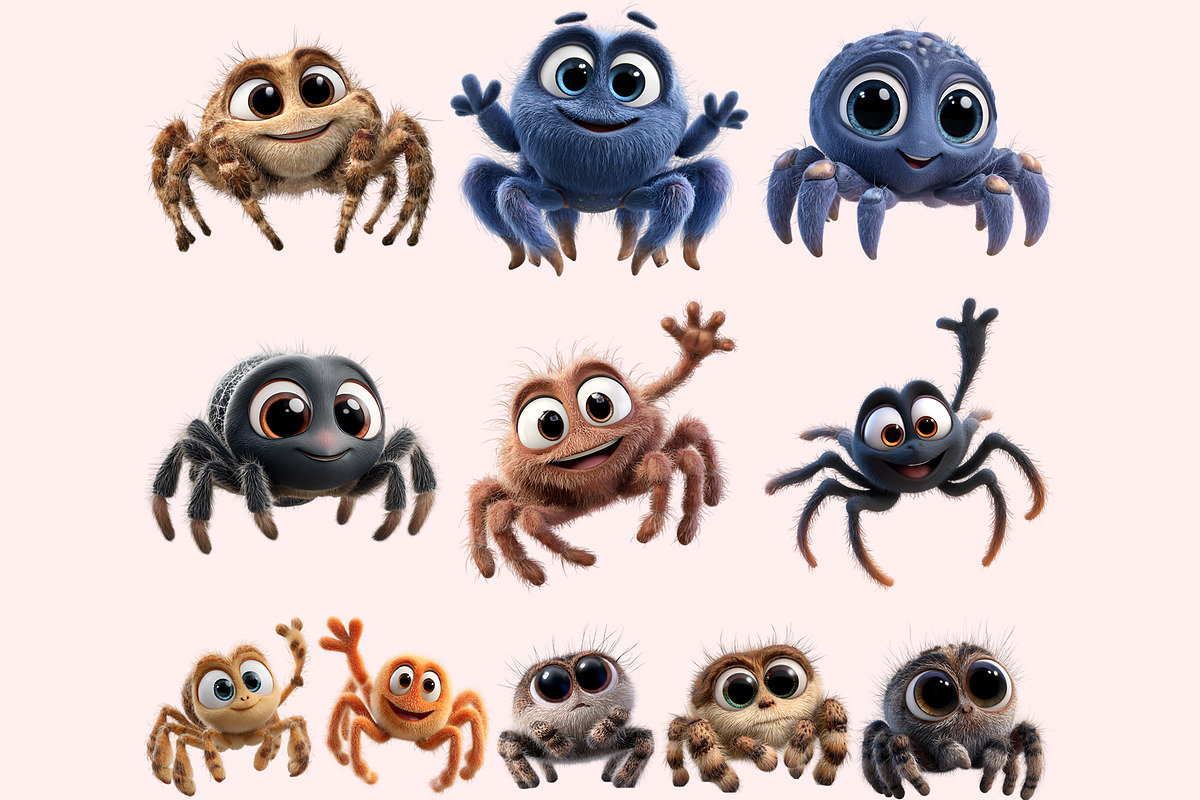 Cute Spider Clipart PNG Bundle, a Graphic by M9 Design (Photo 7 of 9)
