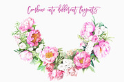 Peonies Wreath Watercolor, an Illustration by Cacacolors Clipart (Thumbnail 3 of 5)