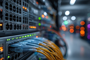 Network Server Rack Cables Data Cent, a Photo by Pixeness Studio