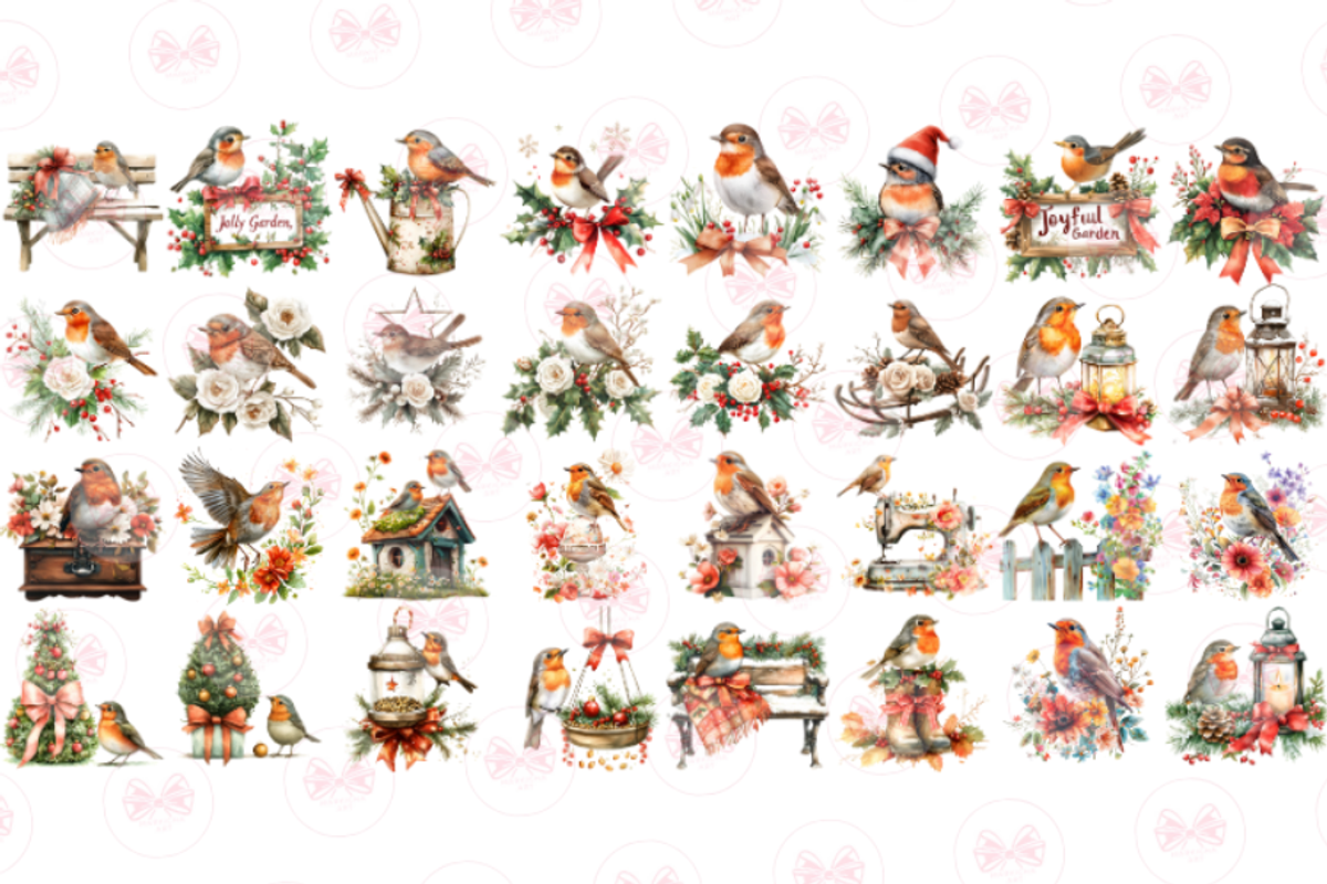 Christmas Robin Bird Clipart Bundle, an Illustration by Markicha Art (Photo 3 of 7)