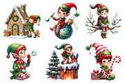 Christmas Elf Watercolor Clipart, an Illustration by Daily.Designs (Thumbnail 2 of 5)