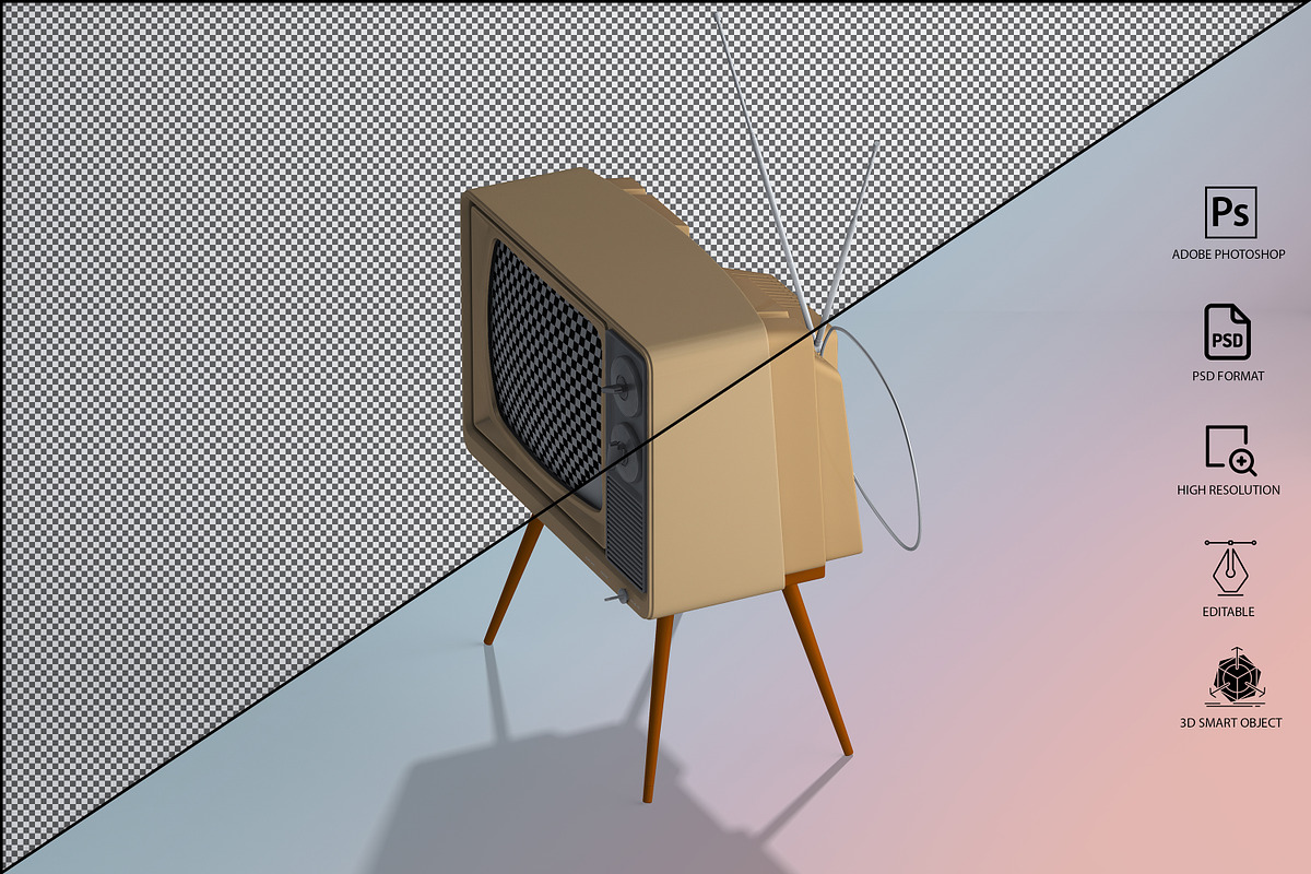 Retro Tv Mockup Pack, a Household Mockup by GraphicVil (Photo 14 of 23)