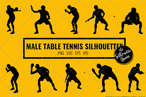 Man Table Tennis Silhouette Vector