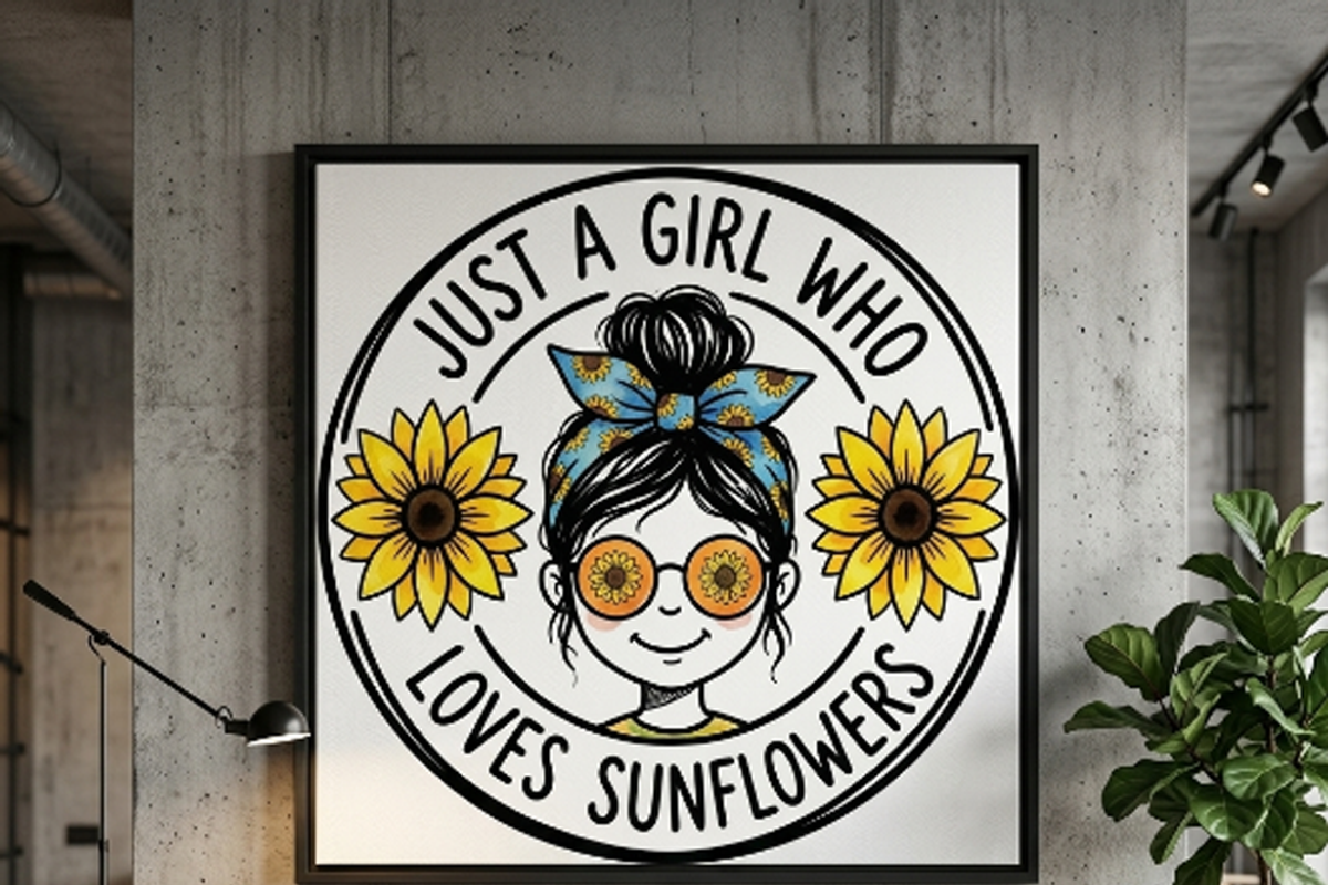 Just A Girl Who Loves Sunflowers PNG, a Shirt Mockup by Vector Stall (Photo 15 of 15)