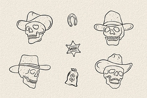 WESTERN SKULL SVG, VECTOR, PNG