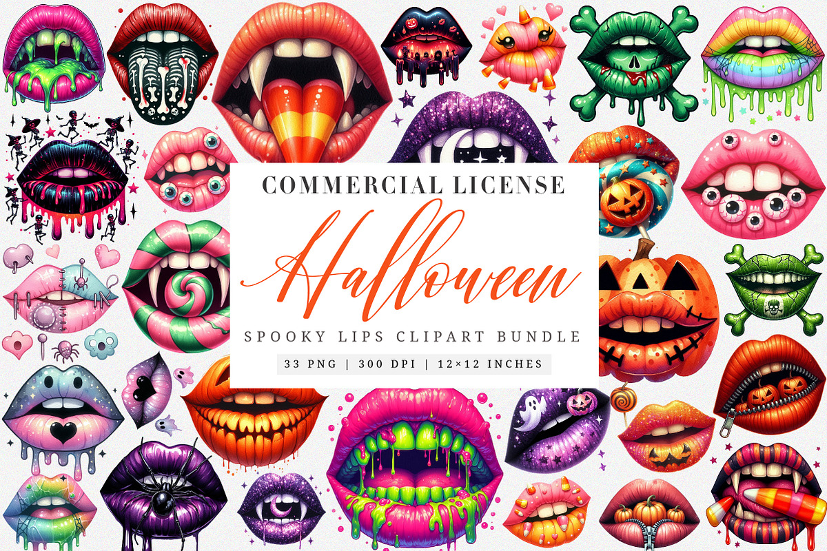 Spooky Halloween Lips PNG, an Illustration by SinaCreation (Photo 1 of 7)