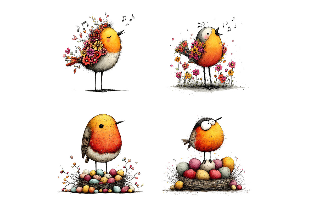Whimsical Spring Birds Clipart, an Illustration by Dream Creation (Photo 5 of 5)