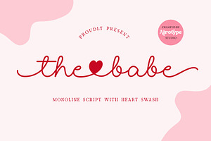 The Babe - Monoline Heart Font, a Script Font by Airotype