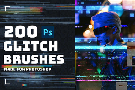200 Glitch Photoshop Brushes