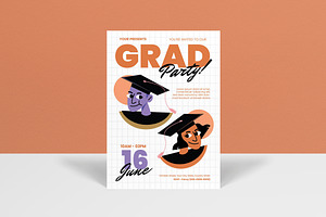 Orange Graduation Party Invitation, a Card Template by graphicook