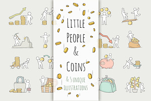 Little People and coins, a Finance Illustration by Sapunkele