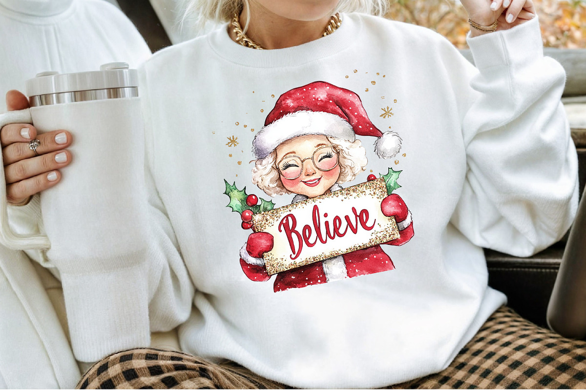 Sweet Cute Christmas Mrs Santa Claus, an Illustration by Sublimation Artist (Photo 4 of 6)