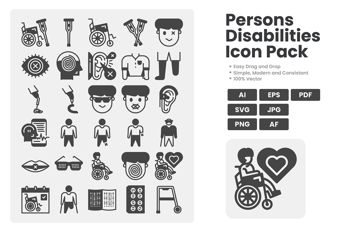 Persons With Disabilities Icon Pack, a Solid Icon by erifqizeicon (Photo 3 of 3)