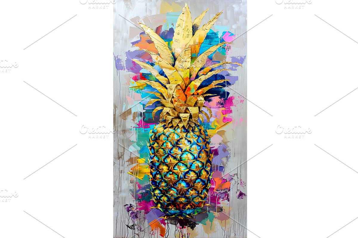 Vibrant pineapple abstract art with, a Food Illustration by Lermont51