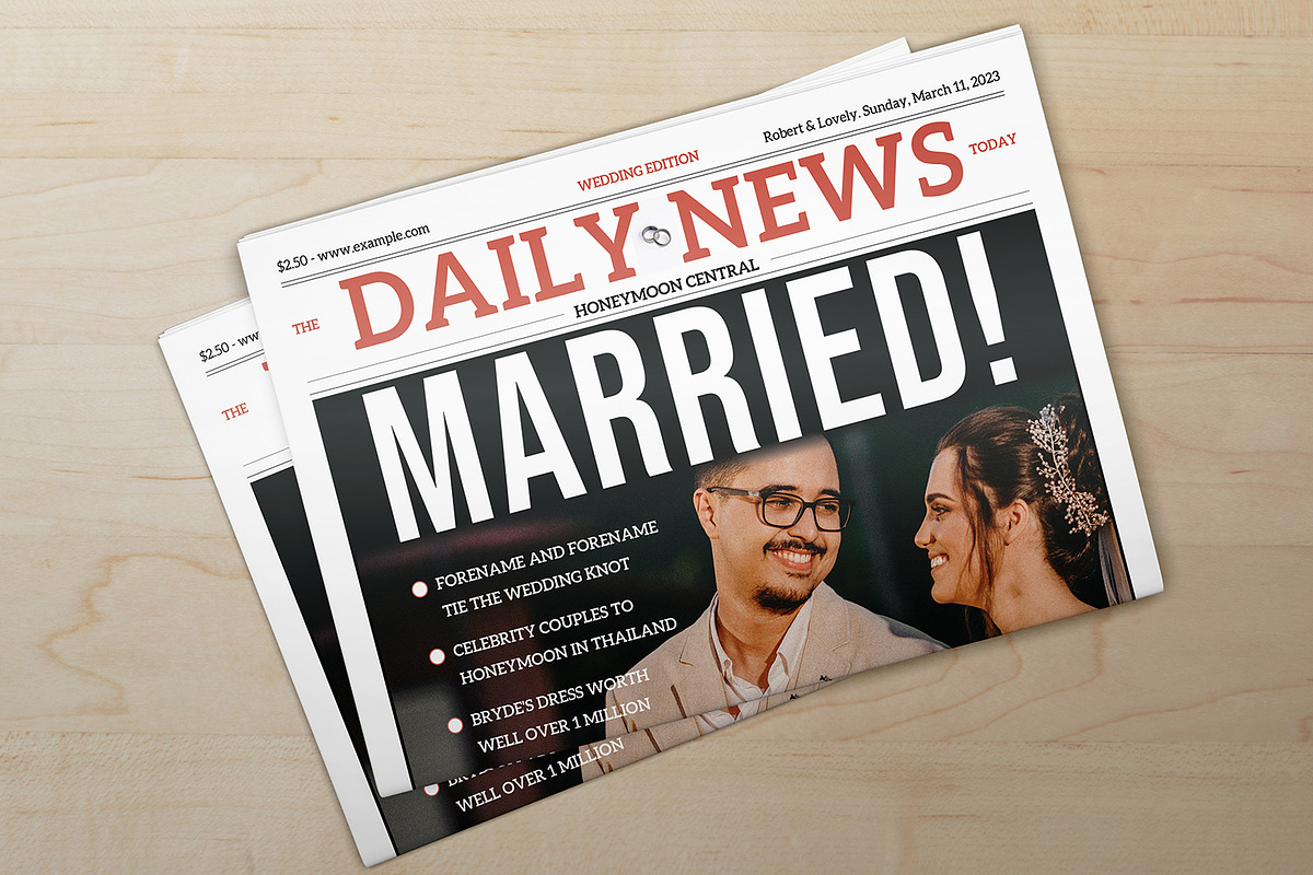 Wedding Newspaper Template, a Flyer Template by retrographix (Photo 5 of 5)