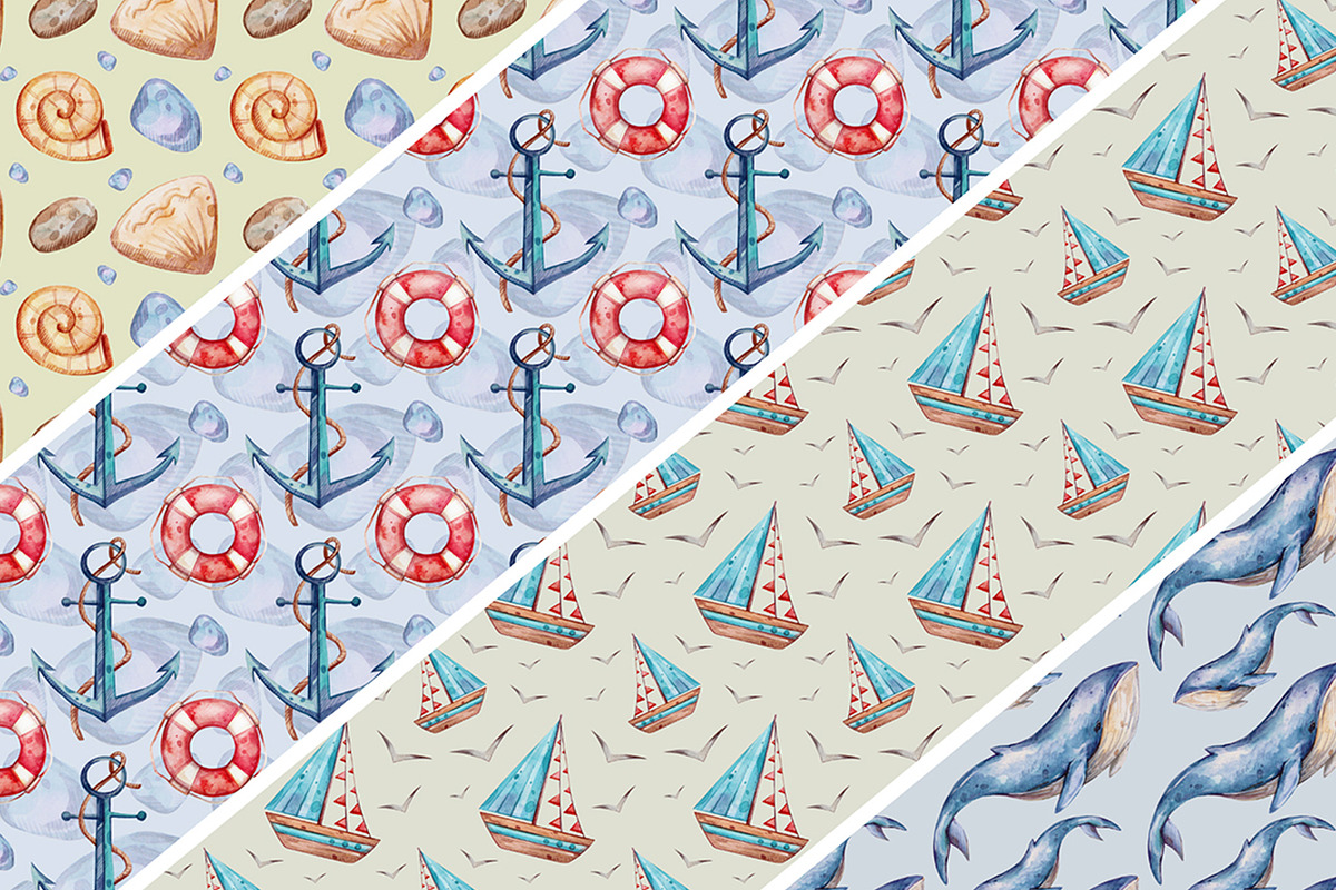 Watercolor nautical illustration set, a Transportation Illustration by Aquarellka (Photo 9 of 10)