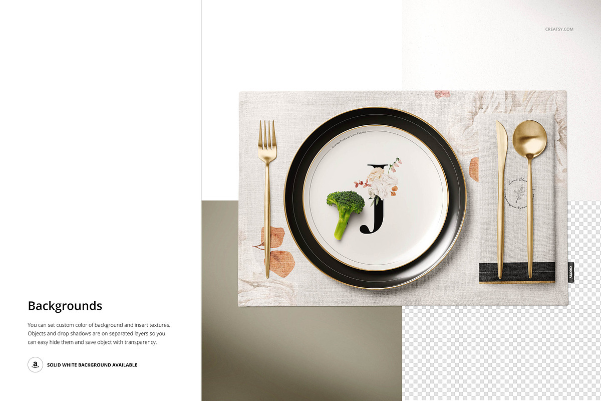 Placemat Napkin Plate Mockup, a Product Mockup by Creatsy (Photo 7 of 9)