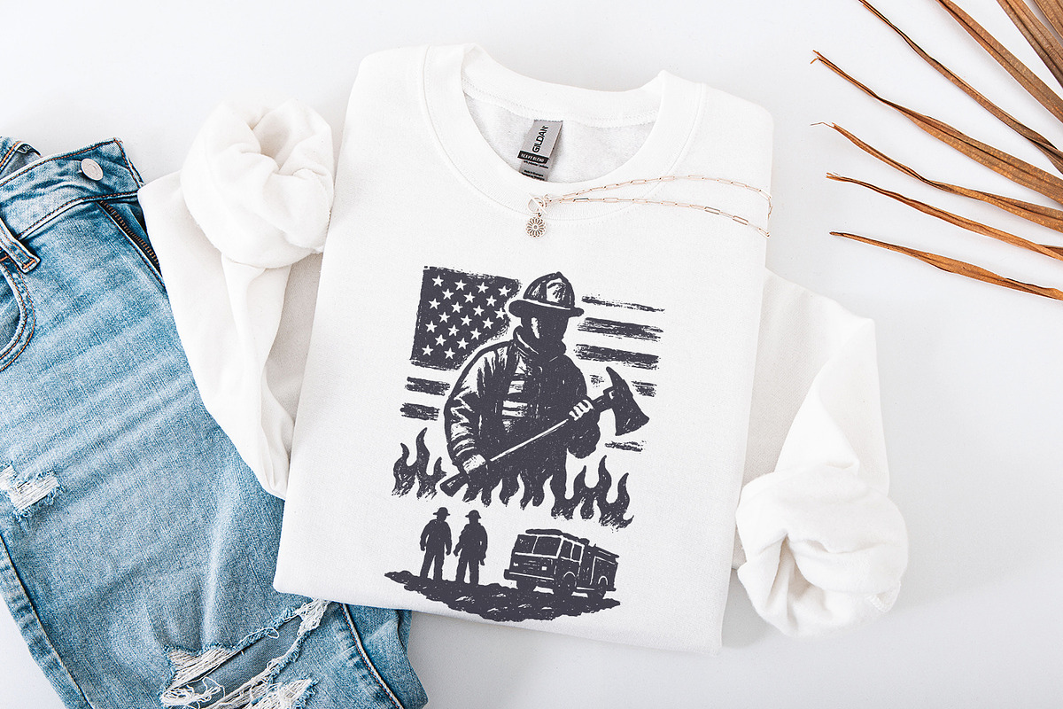 Firefighter PNG, American Flag, an Illustration by SharpMarketplace (Photo 4 of 9)