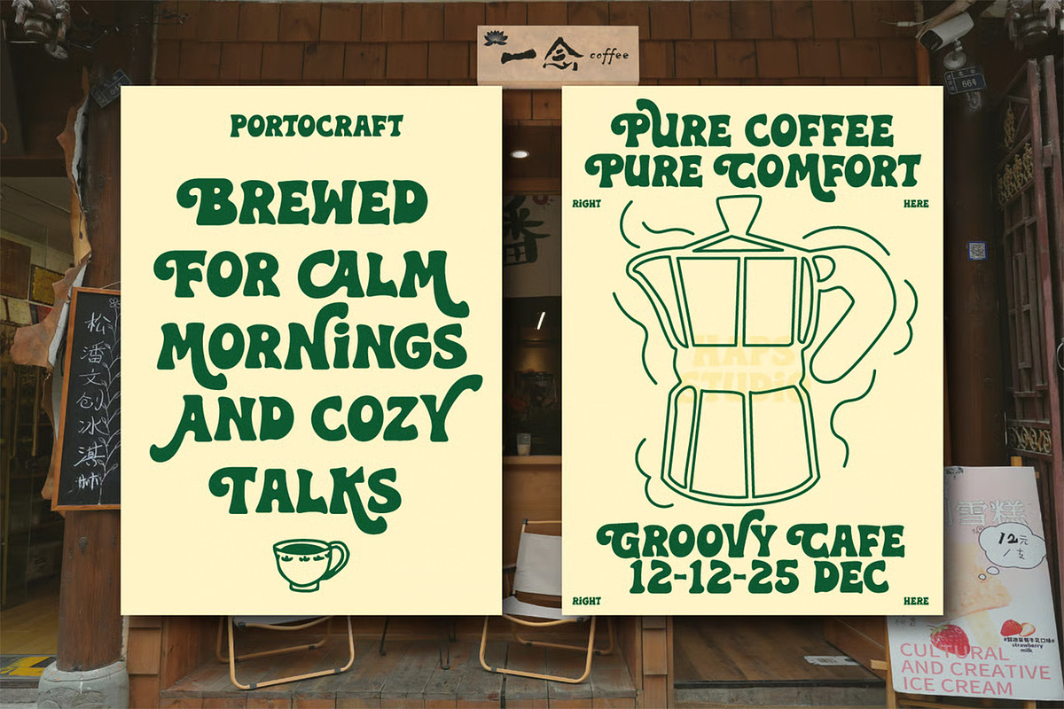 Melted Groovy Playful Display, a Sans Serif Font by Portocraft (Photo 7 of 12)