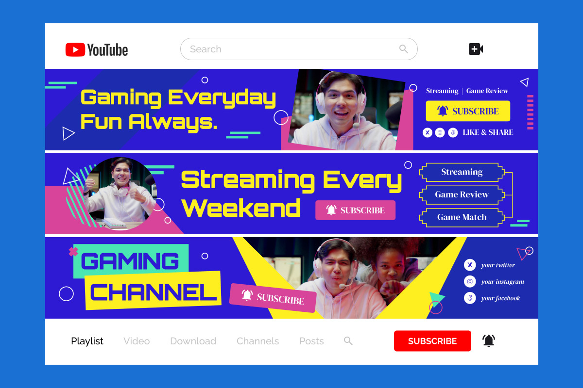 Gaming Streamer YouTube Banner preview 4