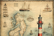 Vintage Lighthouse, a Background Graphic by Printable Treasure (Thumbnail 3 of 7)