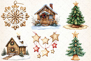 Woodland Christmas Clipart, an Illustration by DreamCafeArt (Thumbnail 3 of 7)
