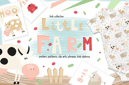 Kids Little Farm clipart & pattern