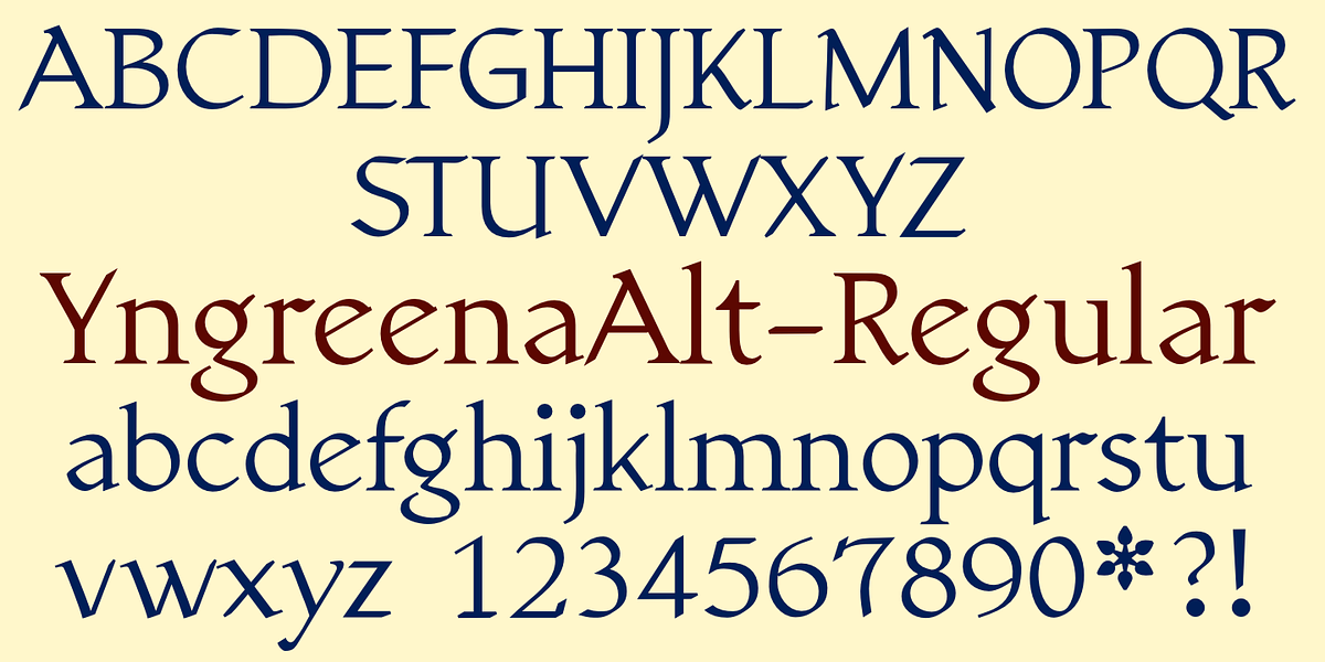 YngreenaAlt, a Serif Font by Ingrimayne Type (Photo 4 of 8)