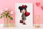 Quirky Valentine Day Girl Clipart, an Illustration by Canvas Craft (Thumbnail 6 of 6)